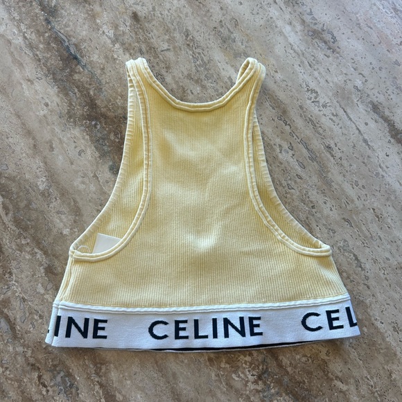 Celine Authentic 2021 athletic yellow crop top racer back tank | Size S - Picture 4 of 16